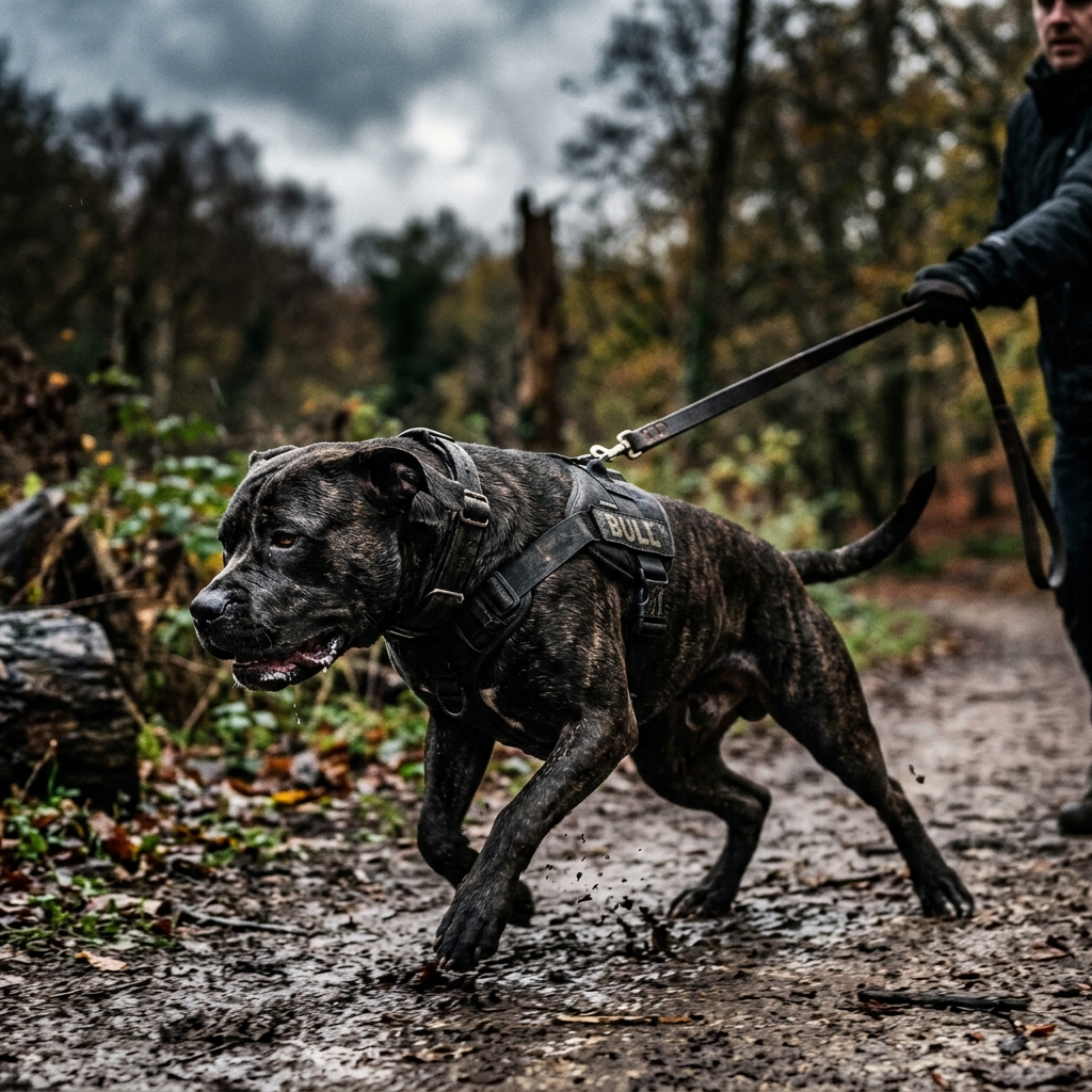 Großer Hund zieht an der Leine